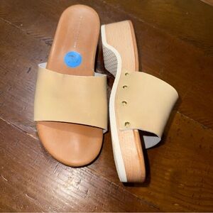 Donna Toscana Tan Slides/Heel leather upper size 7.5 made in Italy